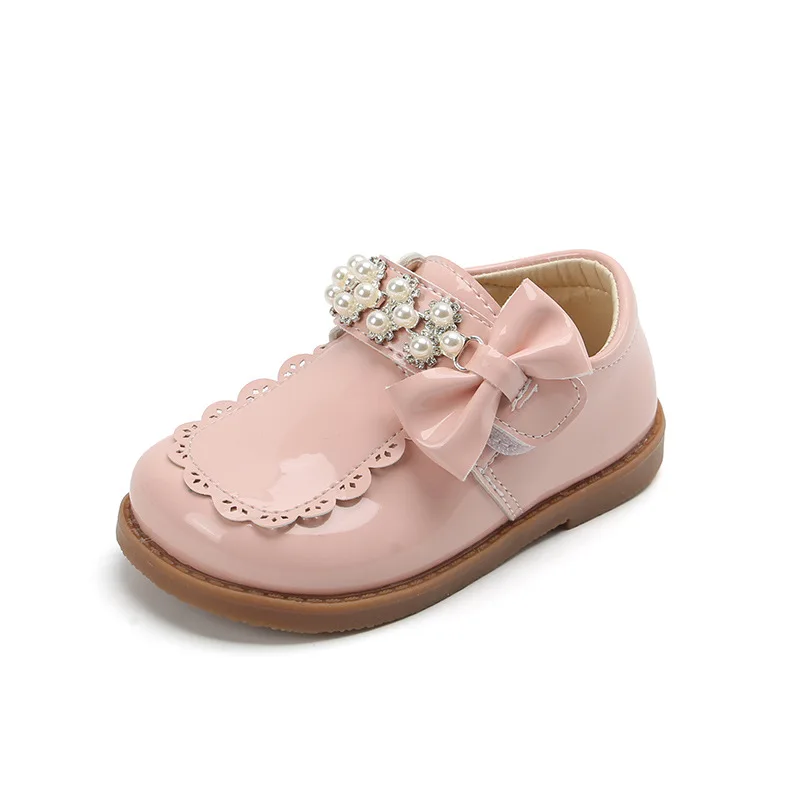 Petites chaussures en cuir perlé pour enfants, chaussures à nœud princesse, chaussures à essence Mary à la mode, chaussures astronomiques souples pour filles, printemps et automne