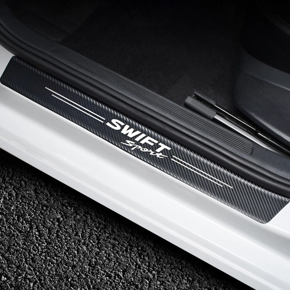 For Suzuki Grand Vitara Swift Sport 4Pcs 3D Car Styling Waterproof Carbon Fiber Door Threshold Sills Anti-Wear Protector Sticker