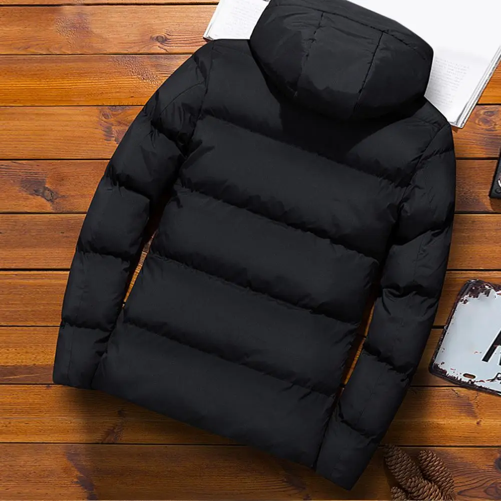 

Trendy Men Coat Winter Drawstring Pockets Windbreaker Slim Fit Male Men Hoodie for Daily Wear