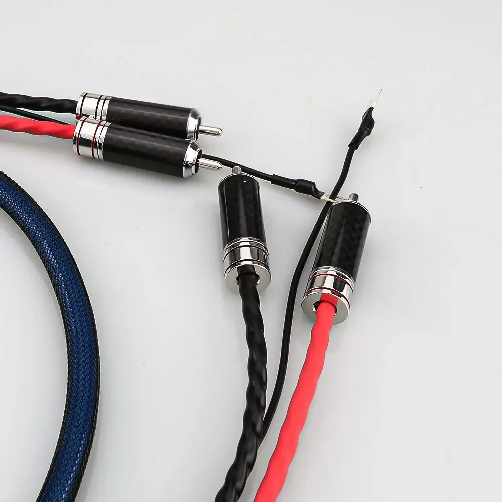 Viborg 5N 99.998% OFC cobre banhado a prata Tonearm Cabo Phono com 2 RCA para 2 RCA conector banhado a ródio
