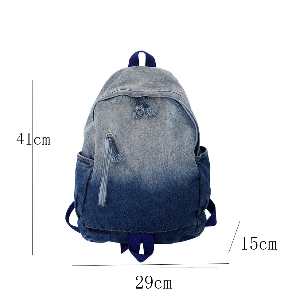 Simples lavável Denim lona mochila, personalizado Schoolbag feminino, sacos de grande capacidade, personalizado bordado, estudante universitário, novo