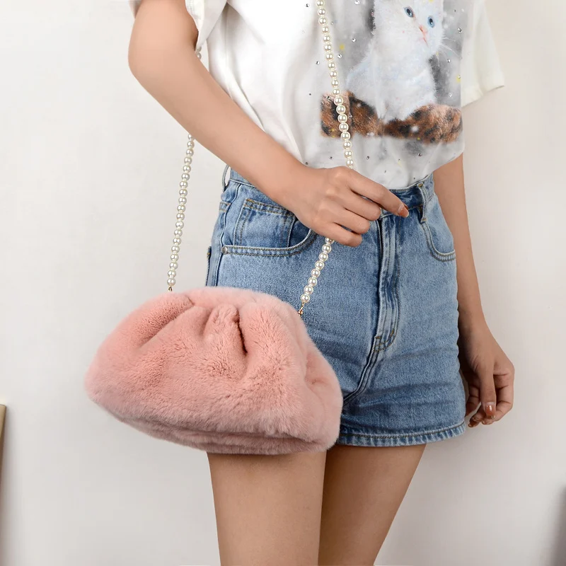 Rabbit Fur Handbags Ladies 2022 New Fashion Exquisite Shopping Bag Casual Ladies Handbag Shoulder Bag