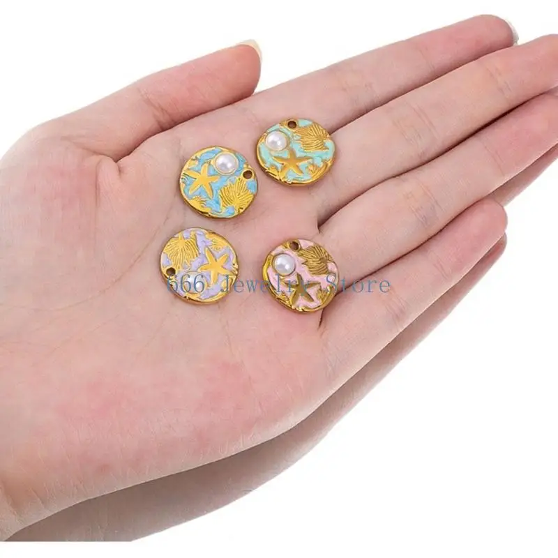 F2TD 2Pcs Stainless Steel Sea Inspired Charm for Handmade Necklace Accessories Crafting