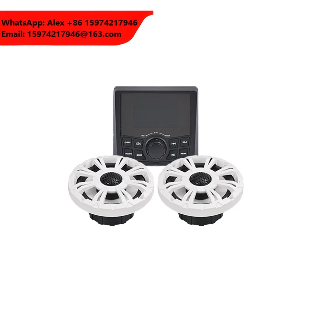 DAMAVO IP68 Waterproof 6.5 Inch RGB LED Lights Stereo Marine Speakers Boat Yacht Ski Tower System MP3/MP4 RV 1 Year Warranty