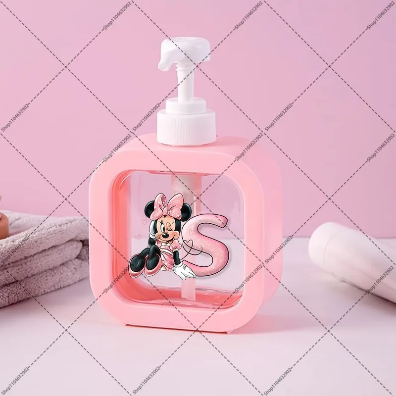 Botol Pembersih Tangan Minnie Mickey Mouse 300Ml Aksesori Kamar Mandi Botol Dispenser Sampo Lucu Cetak Grafis Anime Kartun