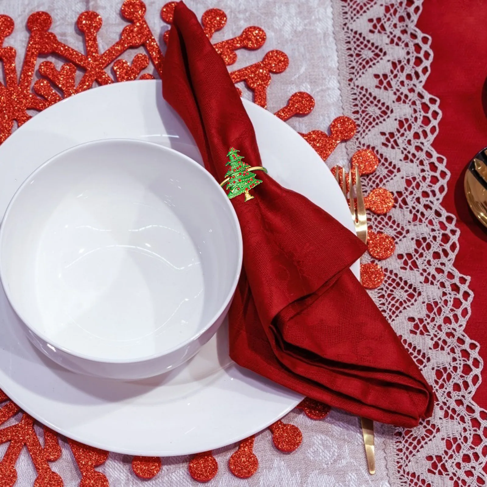 

3Pcs Christmas Napkin Rings Alloy Rhinestone Design Festive Table Decoration for Home Hotel Restaurant Bar Cafe Use