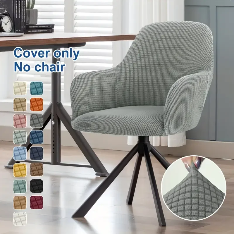 

1/2/4/6pcs Curved Chair Covers Dining Room Polar Fleece Armchair Cover Stretch Coffee Bar Make Up Chair Covers Removable