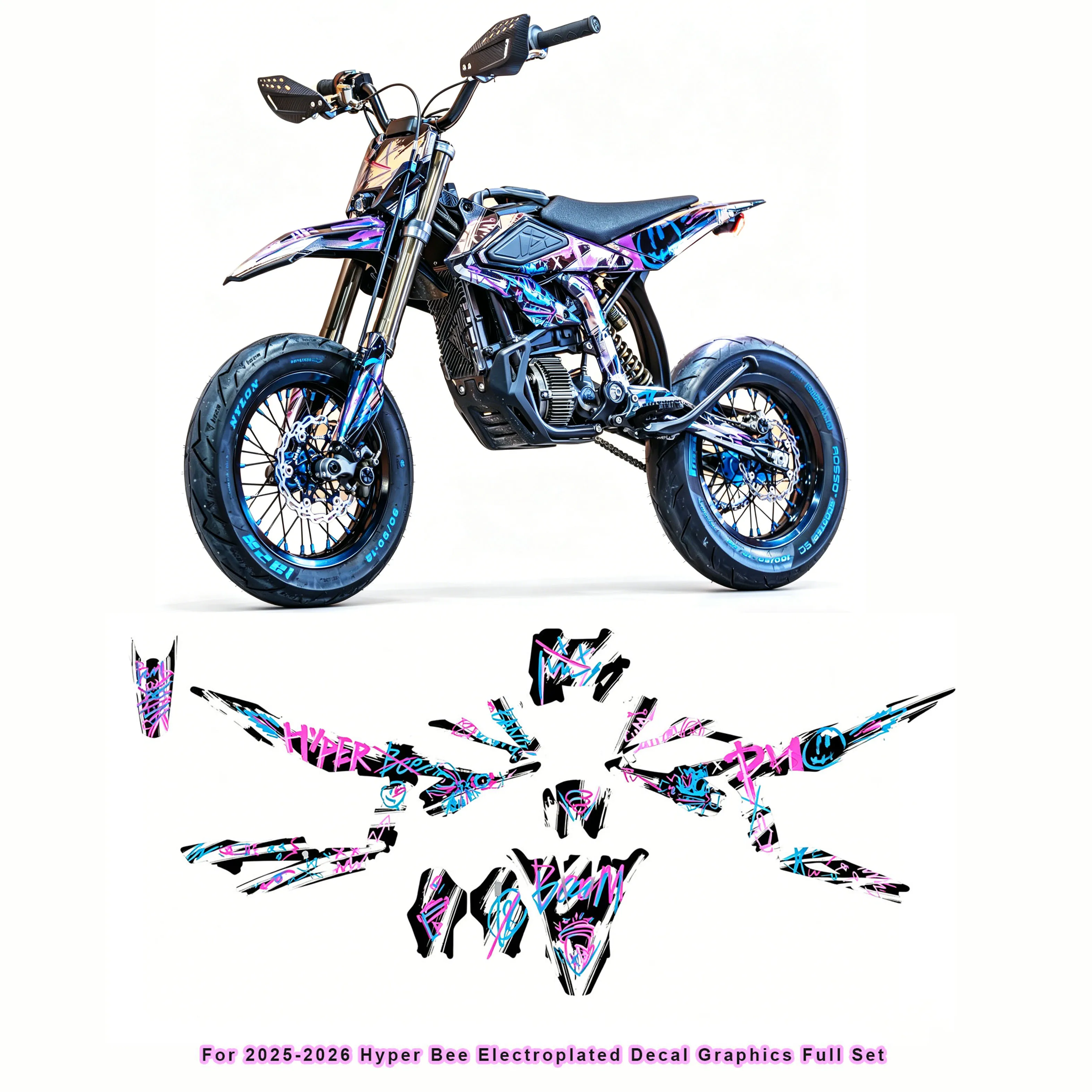 

2025 Hyper Bee Graphics Electric Dirt Bike Stickers body decoration protection sticker film decal mod stickers Graphics
