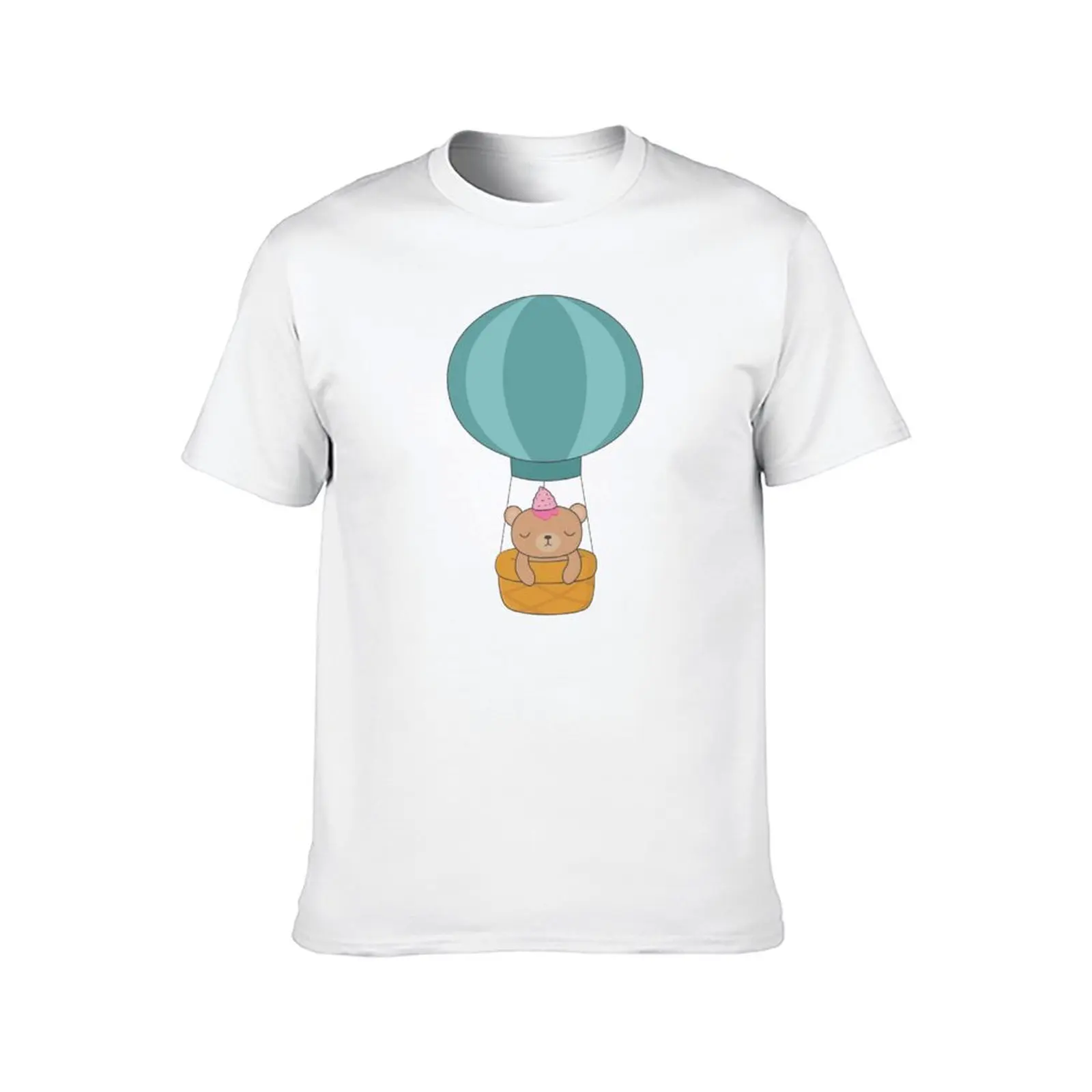 Cute Brown Bear With Balloons T-Shirt man t shirts cotton t shirt for man 100 percent cotton t shirt man luxury T-Shirt