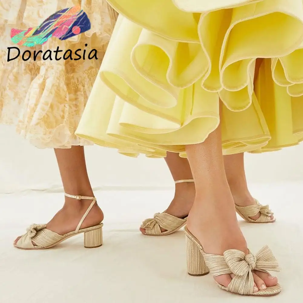 DORATASIA INS Brand Women Pumps Bowknot High Heel Colorful Elegant Trendy Luxury Women Shoes Comfy Casual Fashion Summer Mules