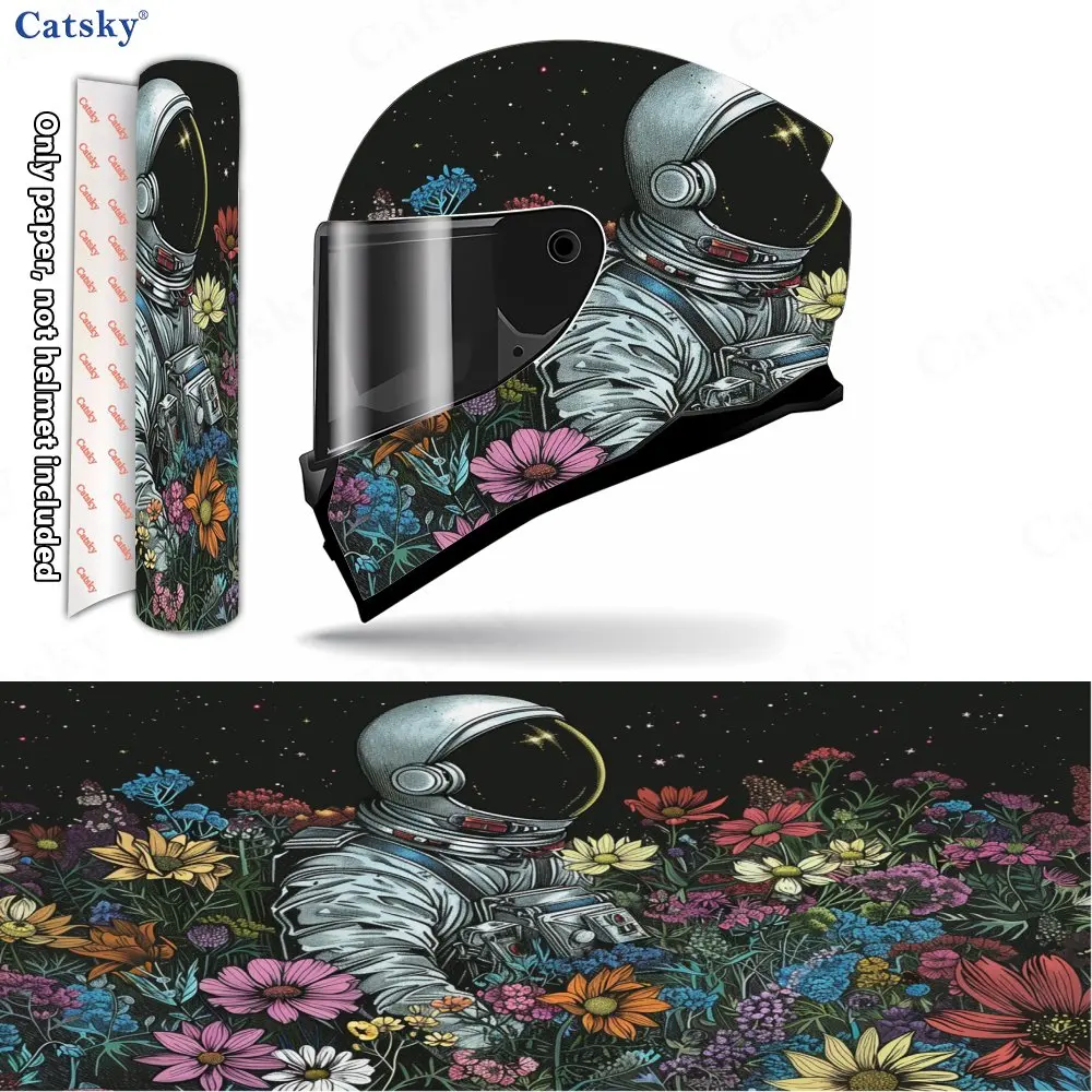 Flower - Realm Astronaut Pattern Helmet stickers , PVC Material Multifunctional Helmet Stickers, Scratch-Resistant & Fade-Proof,