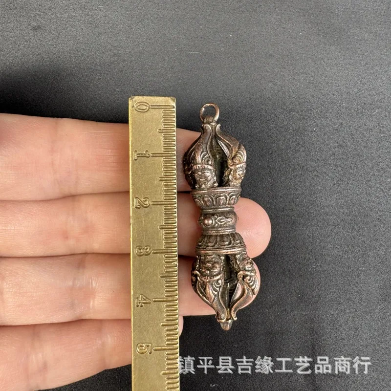 Tibetan-style aged craft copper five-pronged vajra pendant