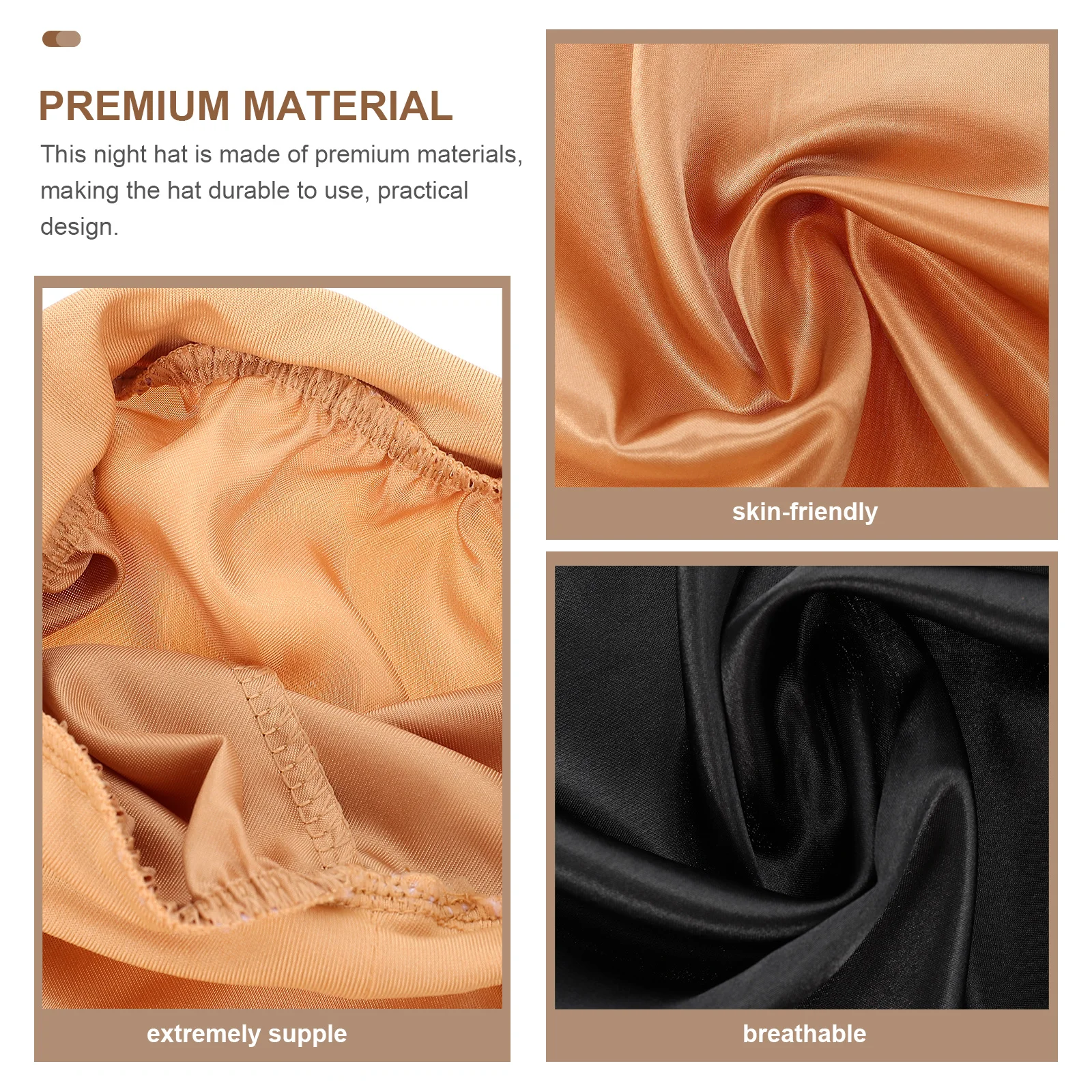 

2Pcs Satin Sleeping Hats Women Long Elastic Breathable Hair Protection Caps for Travel Home Sleep Female