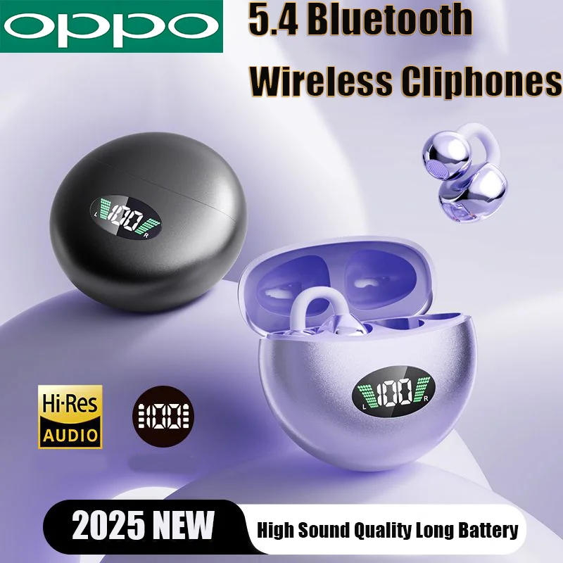 OPPO Wireless 5.4 Bluetooth Clip-on Earphones High Sound Quality Long Battery Headphones Perfect for Sports Headphones NEW