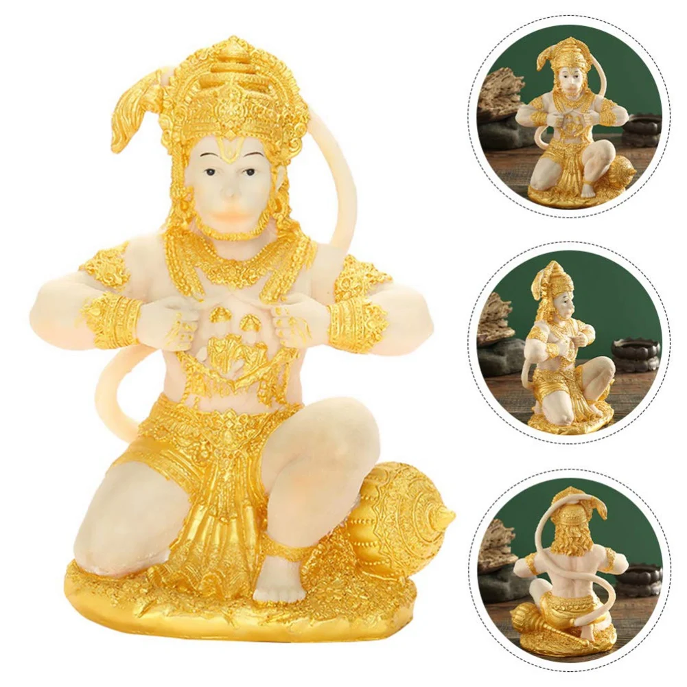 Gold Hanuman Statue Indian Lord Sculpture India Figurine Collection Idol Murti Pooja Sculpture for Decor Ornament