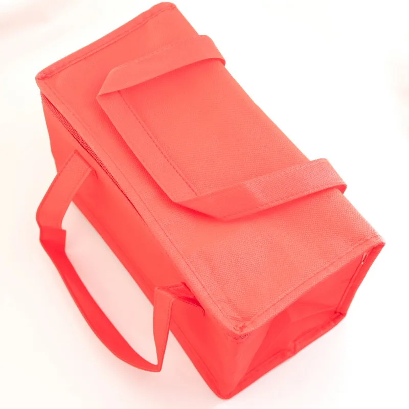 Red Non-Woven Fabric Lined Aluminum Foil Refrigerated Bag, Used for Outdoor Lunch, Shopping, Beer and Beverage Insulation Bags