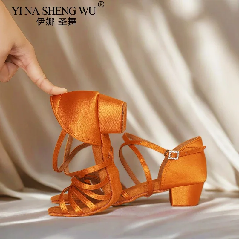 الكبار/أطفال كعب منخفض لينة أسفل أحذية الرقص المهنية حجر الراين مشبك الجلد المدبوغ لينة وحيد أحذية الرقص فتاة أحذية الرقص اللاتينية
