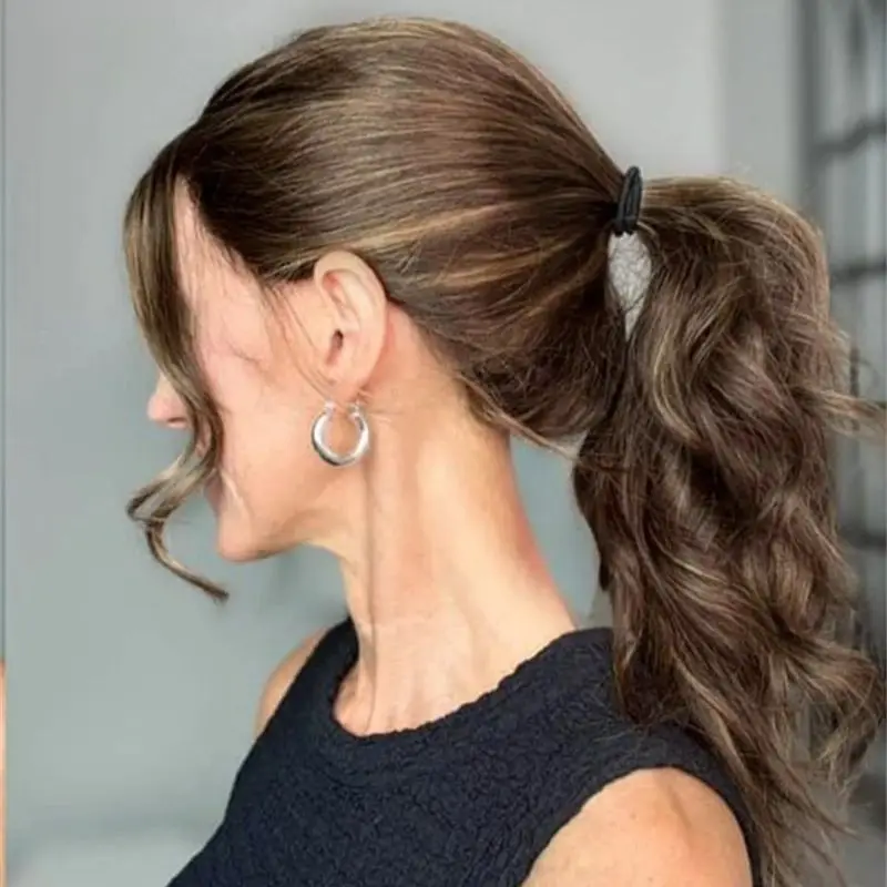 

New In 13x4 Ombre Brown with Blonde Streaks Highlights Synthetic HD Lace Front Wig Blend Human Hair Glueless Wig 150% Density