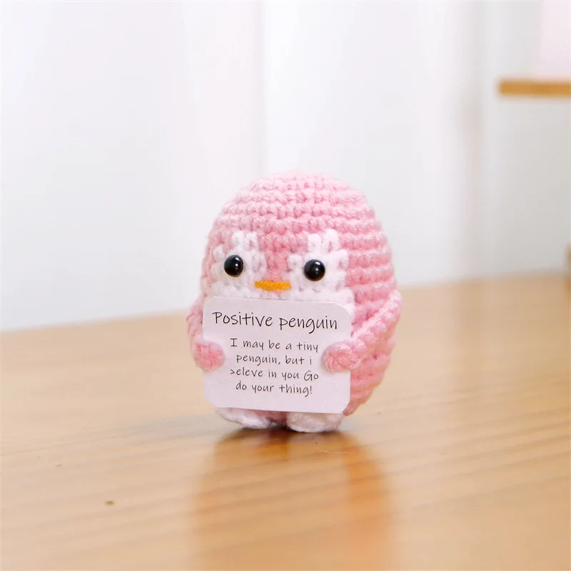 Carte d'énergie Positive de pomme de terre amusante tricotée à la main, poupée pingouin abeille, poupée émotionnelle, pendentif ornement