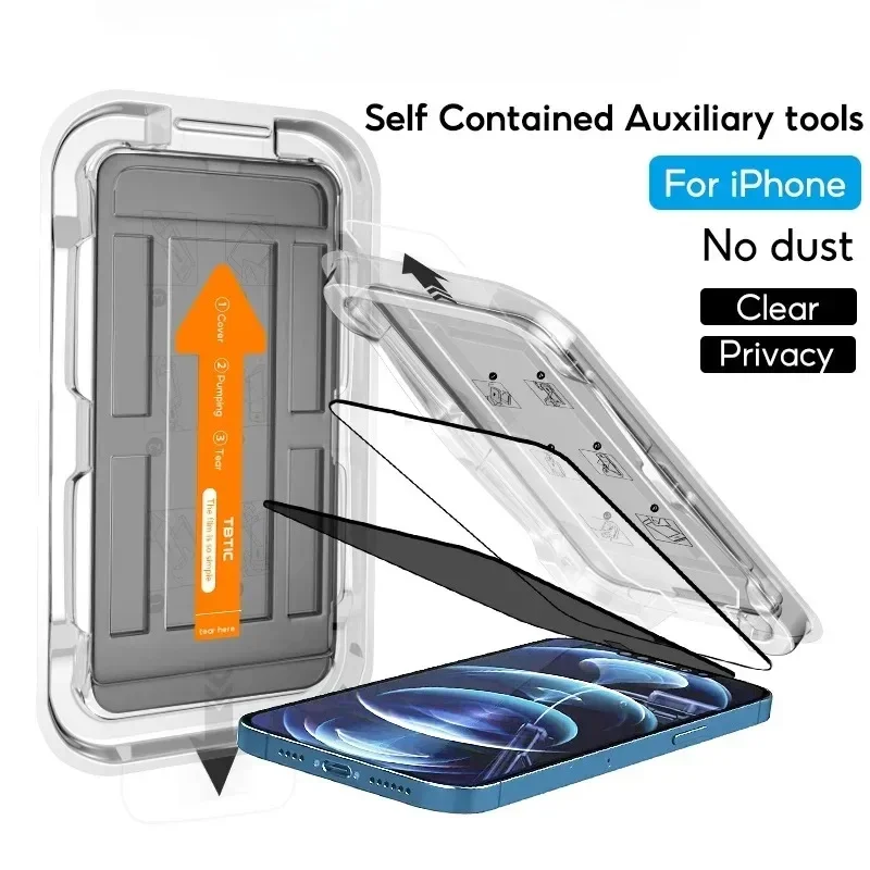 

Screen Protector For IPhone 16 15 14 Plus 13 12 11 Pro Max X Xs XR Tempered Glass HD Privacy Easy Install With Auto Alignment