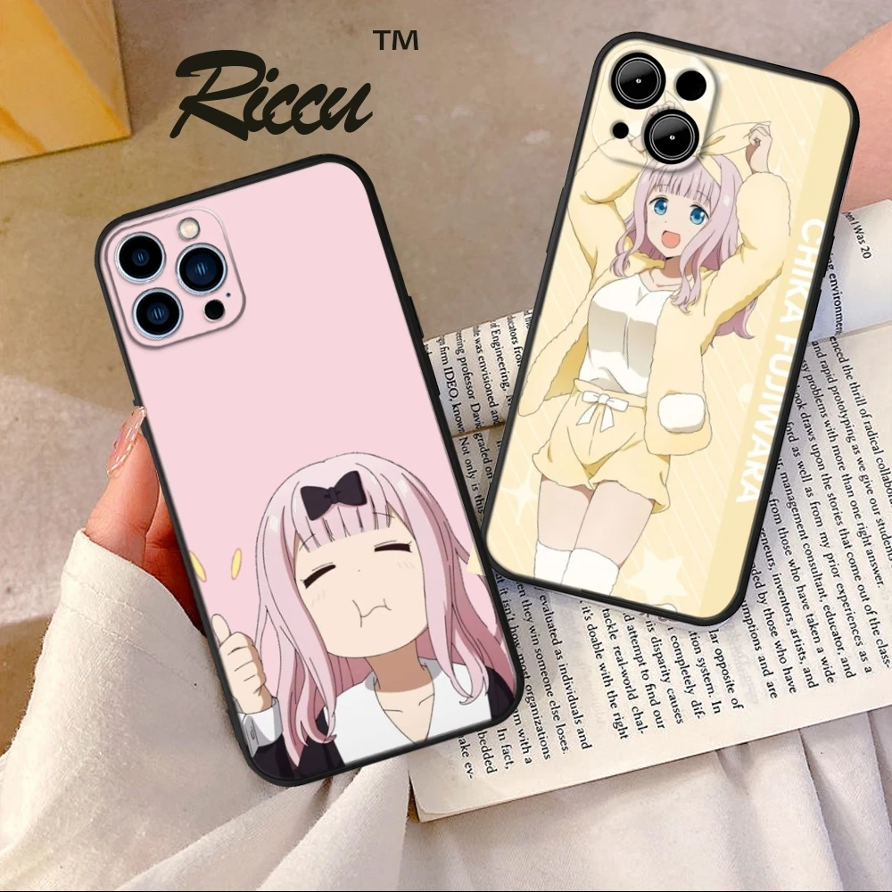 Chika Fujiwara Kaguya Sama Love Is War Phone Case FOR IPhone 15 14 13 11 12 Pro MAX XR XS MINI Soft Silicone Black Covers