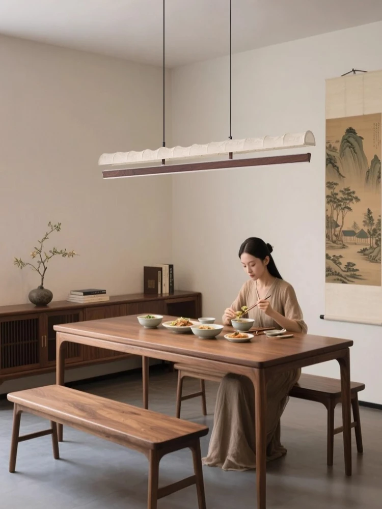 Song Dynasty aesthetic restaurant pendant lamp, Chinese classical bar desk lamp, Zen tea room straight strip lamp