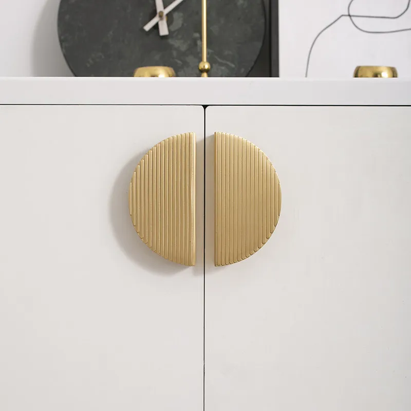 Light Luxury New Semi-circular Wardrobe Door Handles Creative Brass Cabinet Handles Nordic Personalized Gold Furniture Handles