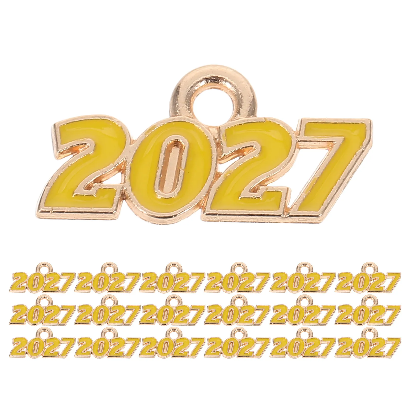 

100Pcs Pendant Charms Alloy Number 2027 Year Smooth Edges Jewelry Making Graduation New Year DIY Necklace Bracelets Keychains