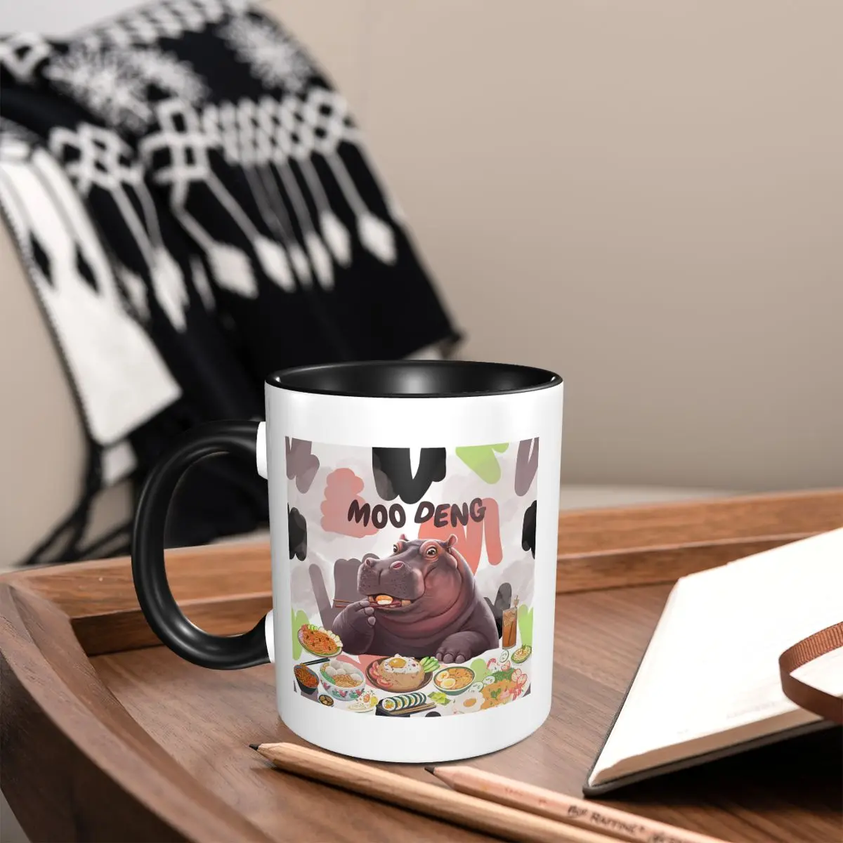 Moo Deng The Munchin Baby Hippo Certified Snack Expert Mug Ceramic Coffee Cups Tea Mugs Milk Cup Drinkware Gifts for Friends