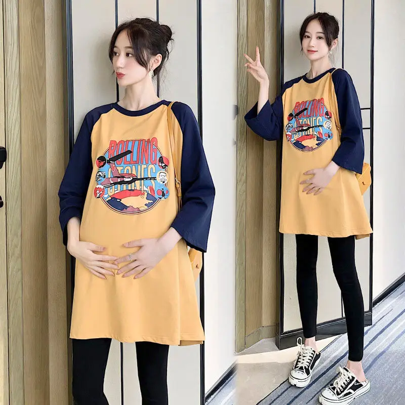 Funny Maternity Loose T-Shirt Beautiful Cute Cartoon Baby Design Pregnancy Top Comfortable Casual Teess Pregnant Spring Summer