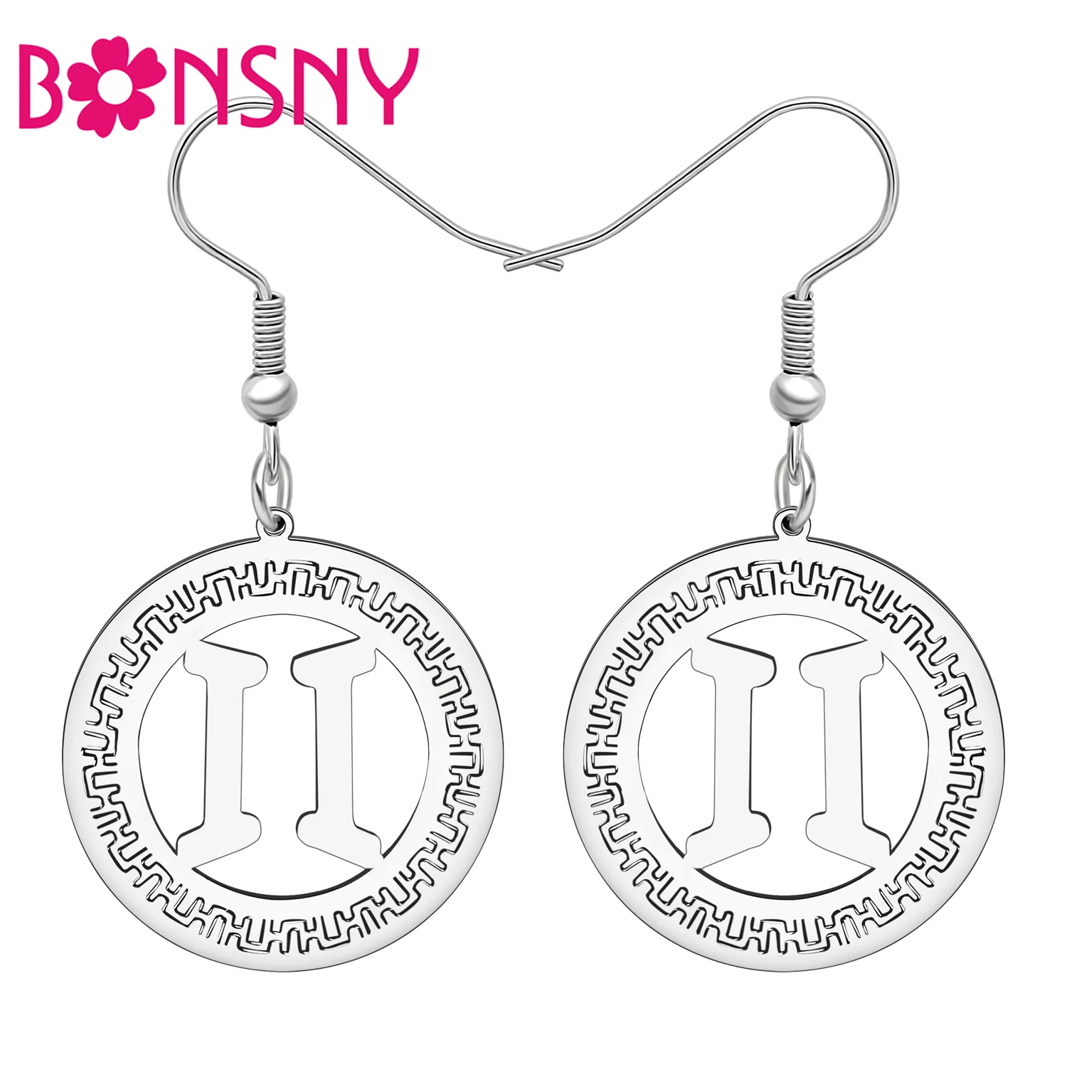 BONSNY из нержавеющей стали, новинка, близнецы, висячие, день рождения, серебряные украшения, созвездия, подарки для друзей