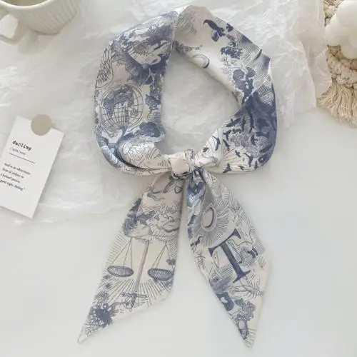 Super Beautiful Scarf 26 Letters Silk Scarf Headband Jungle Alphabet Print Bag Streamer Women Fashion Brand Design Silk Scarf