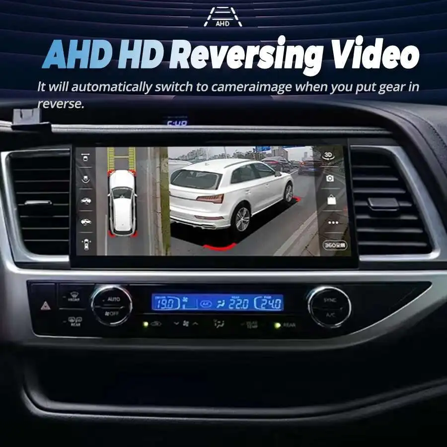Pantalla de 12,3 pulgadas para coche Android 14, Radio GPS, navegación estéreo para Toyota Highlander 3 XU50 2013-2018, reproductor de vídeo Multimedia CarPlay
