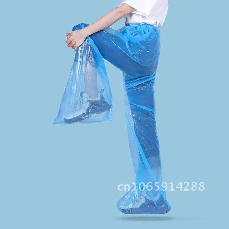 10Pcs Disposable Rain Pants Thickened Pack Foot Drift Raincoat Cycling Travel Outdoor Waterproof Split Pant Clear Tourism
