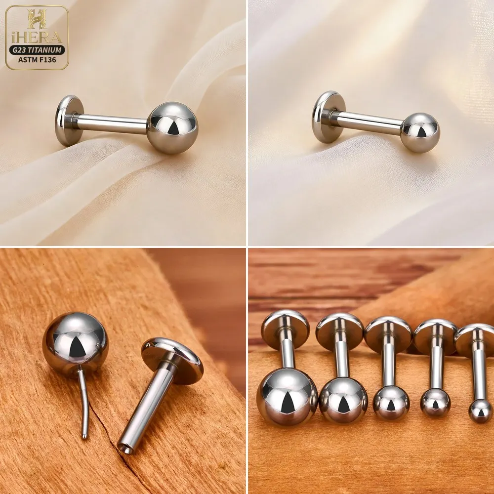Tiny Minimalist F136 Titanium Piercing Internal Thread Push In Labret Studs Set Helix Tragus Lip Ear Body Piercing Jewelry Gift
