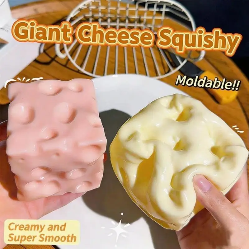 6/7cm Slow Rising Squeeze Cheese Toy Soft Stress Relief Decompression Fidget Block Toy for Indoor Outdoor Play