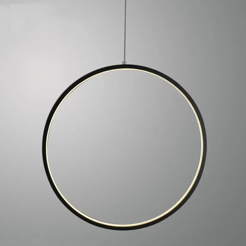 Modern LED Black Circle Pendant Lamp round Ring Chandelier Light for Living Room Indoor Home Ceiling Lighting Fixture