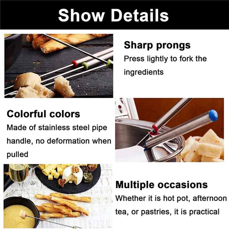 YLS-3X Fondue Cheese Sticks Fondue Set For Maker Swiss Cheese, Stainless Steel Fondue Forks Marshmallow Roasting