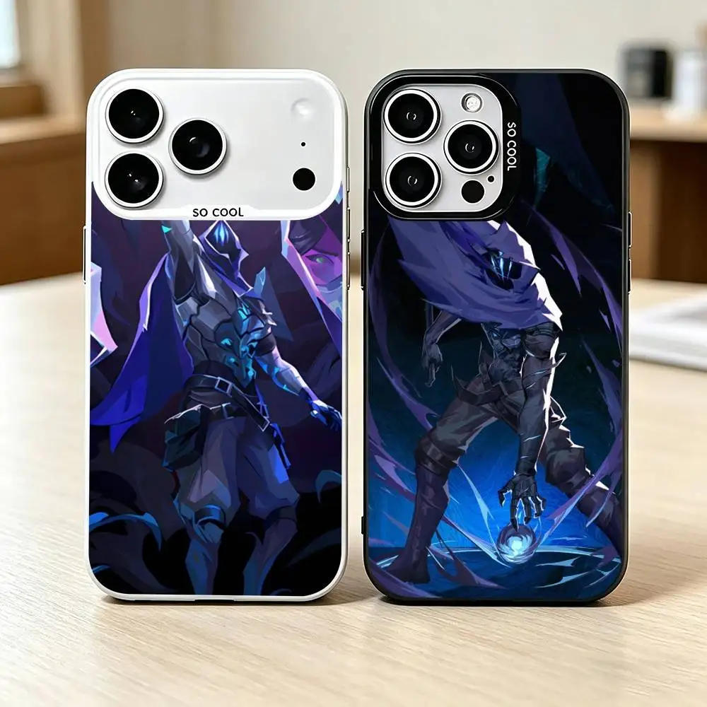 Game V-Valorant O-Omen Phone Case For iPhone 17,16,15,14,13,12,11 Plus,Pro Max,XS,Colorful Silver Black Cover