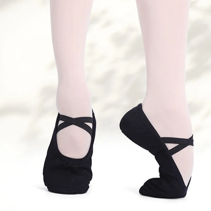 Zapatos de Ballet para niña, zapatillas de baile de suela suave de lona para mujer, zapatos de bailarina para niños, zapatos de baile para practicar