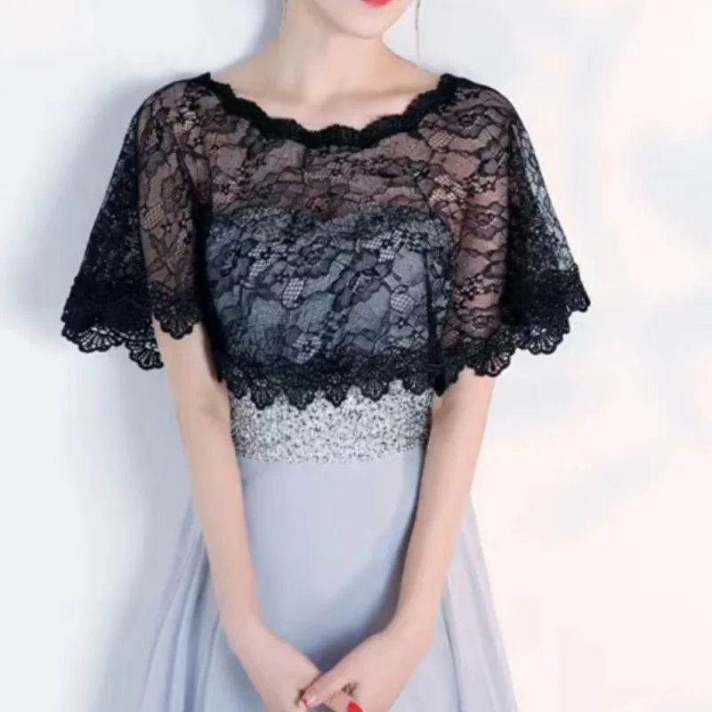 Elegant Bridal Lace Wraps Wedding Accessories Short Sleeves Shurg Evening Dress Cape Bridal Gown Shawl image 2