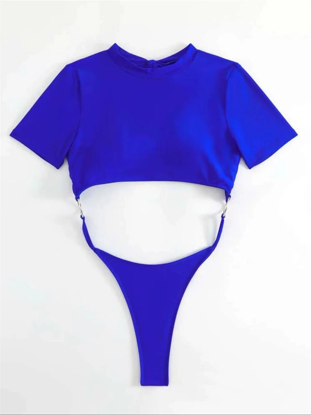 Sexy corda monokini bandagem sem costas anéis oco biquíni praia brasileira maiô tankini maiô feminino férias