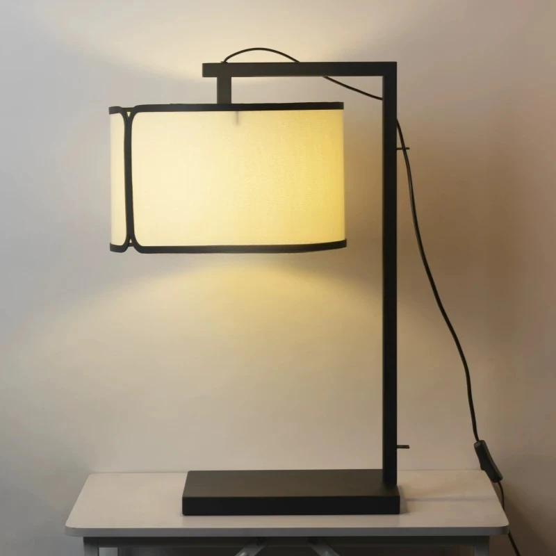 Fabric student desk lamp, modern new Chinese bedside piano study floor lamp, clubhouse villa living room wall lamp
