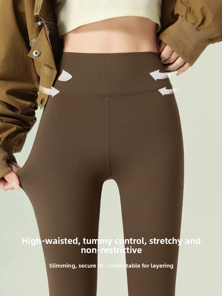 กางเกงโยคะเอวสูง ฟิตเนส กระชับรูปร่าง กางเกงขายาว ฤดูใบไม้ร่วง ฤดูหนาว กางเกงเลกกิ้งเอวสูง กางเกงทรงกระบอก