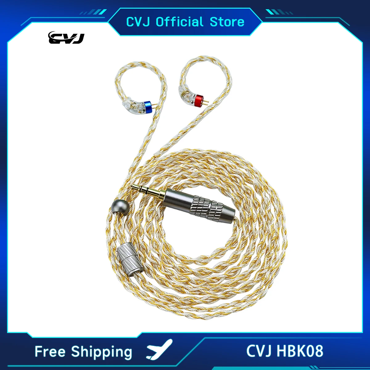 CVJ HBK08 high-specification HiFi silver plated earphone cable 300 core 1.25 length  3.5/4.4 MMCX/2Pin/QDC for Bidong Nightelf