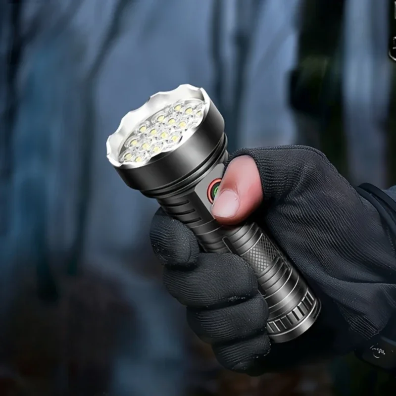 

High Power LED Flashlight with 19 lamp beads Self-defense Rechargeable Tactical torch aluminum Lantern edc Flashlights