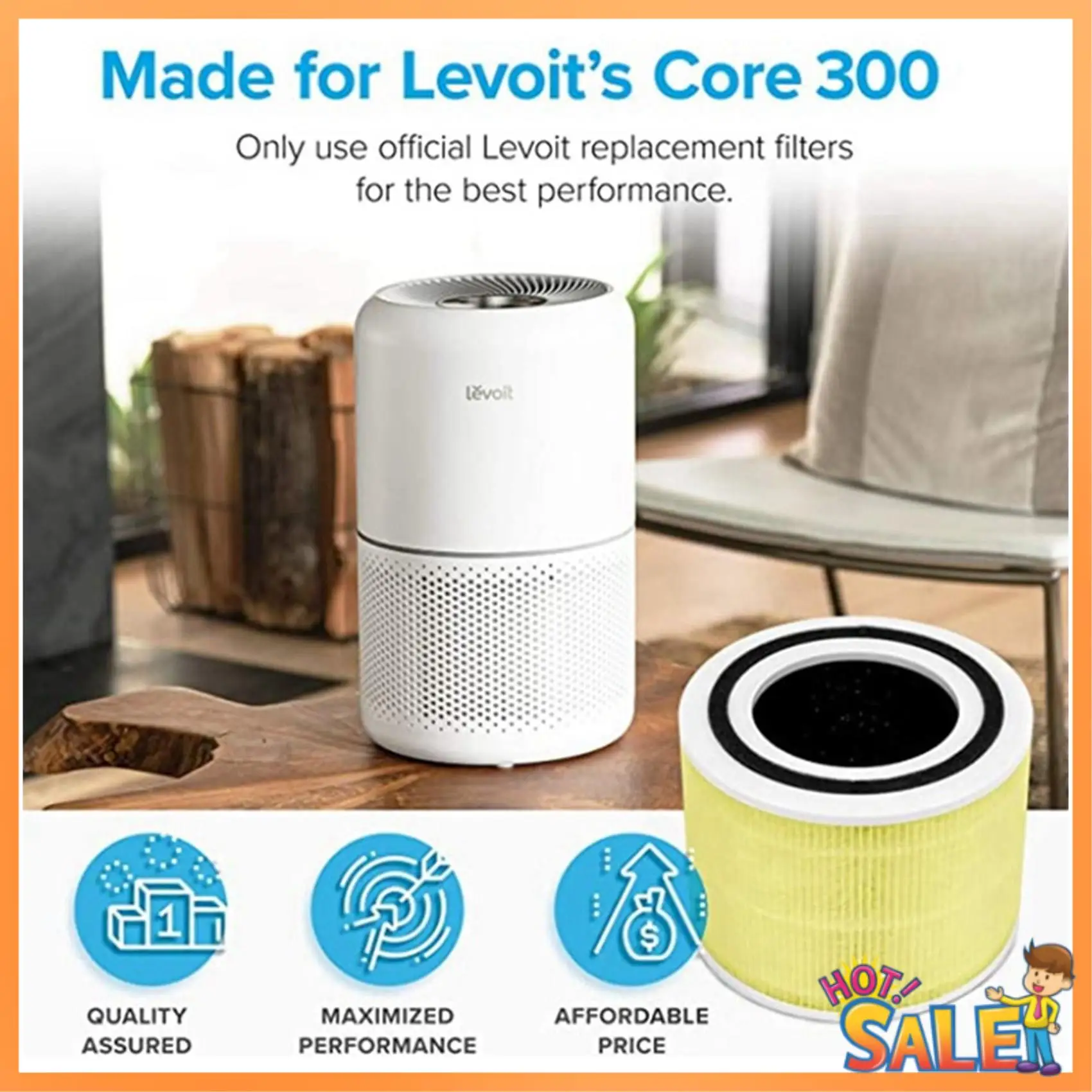 

Сменный фильтр AB68 для воздушного фильтра LEVOIT Core 300 и Core 300S, по сравнению с деталью Core 300-RF-TX