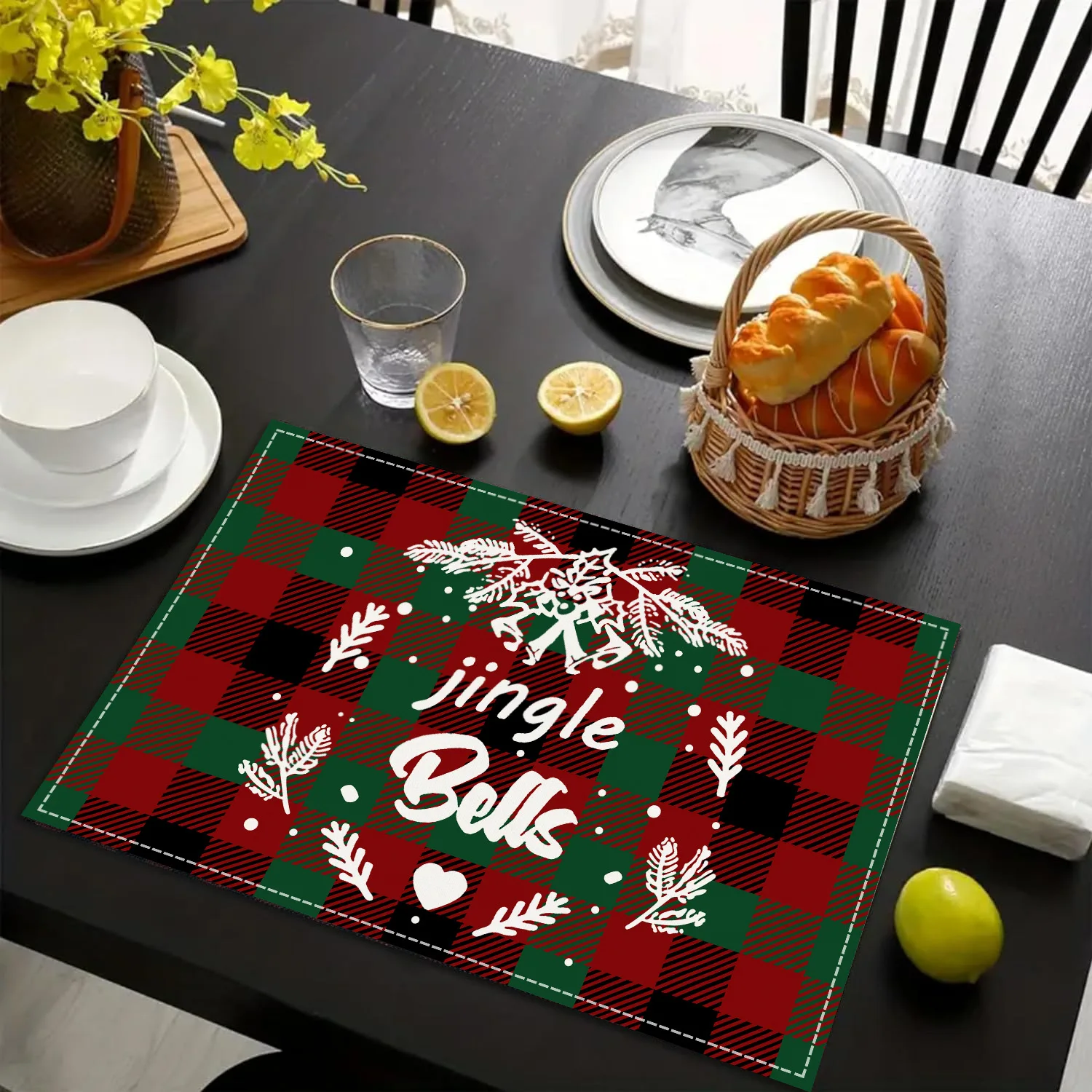 

1Pcs Linen Christmas Placemats Tableware Mat Christmas Decorations For Home Kitchen 2024 Xmas Navidad Noel NewYear Table Decor