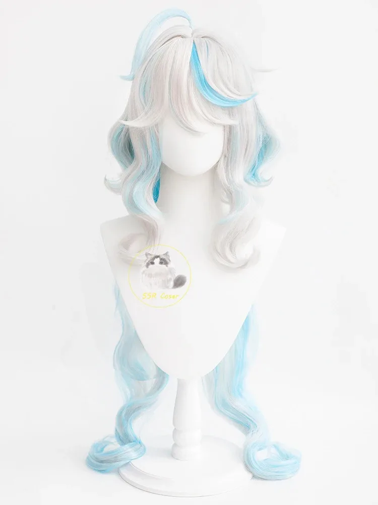 جديد ❤ 2025 جينشين تأثير Focalors Furina فضي أبيض أزرق شعر مستعار أنيمي تأثيري الباروكات مقاومة للحرارة S ☆ ☆ ☆