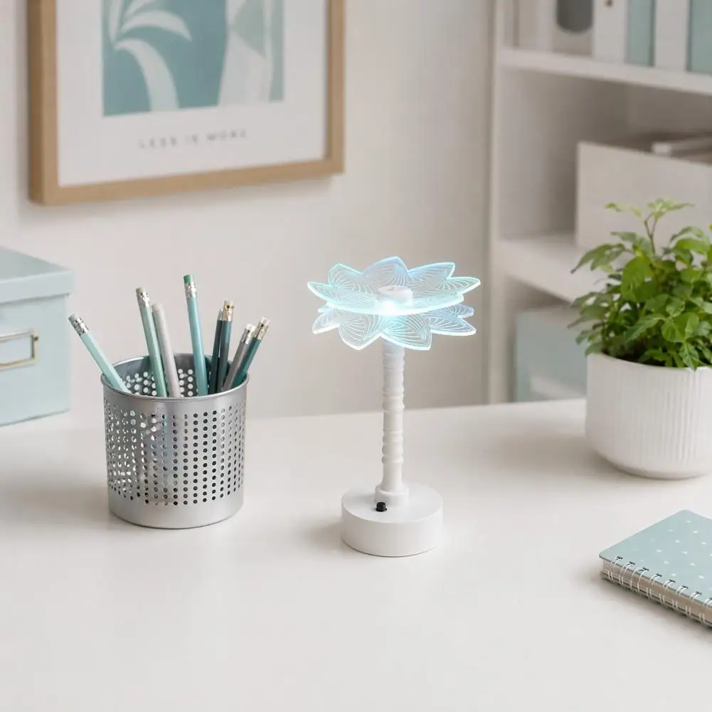 Shadow Night Light Acrylic Night Light with 7 Color Changing Flower Rotating Head Desk Lamp Cute Bedroom Mood Light for Girls